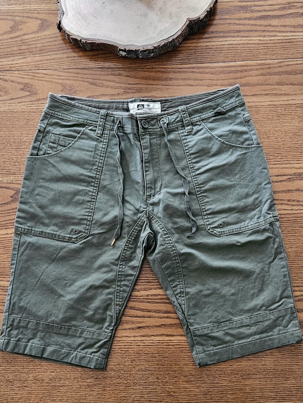 Reef Utility Drawstring Shorts Olive Green Size 33 - Custom Hem